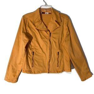 Live A Little 90’s Y2K Vintage Womens Yellow Mustard Zip Up Denim Jacket